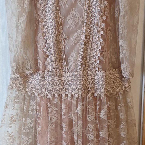 Gorgeous vintage lace, embroidered gown sz 10, Benee by Lori Ann MFG - Picture 3 of 16